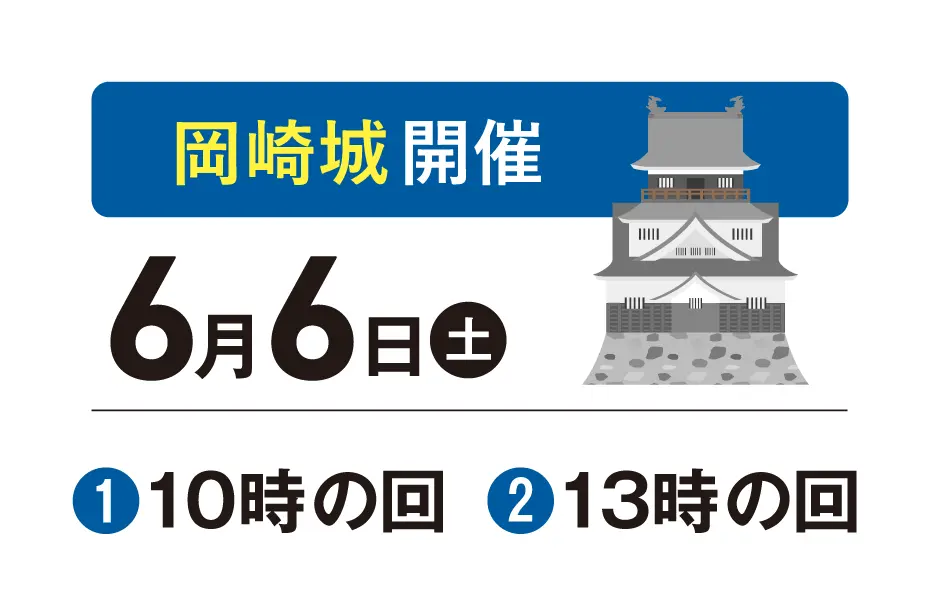 岡崎城開催　6月6日（土）❶10時の回  ❷13時の回