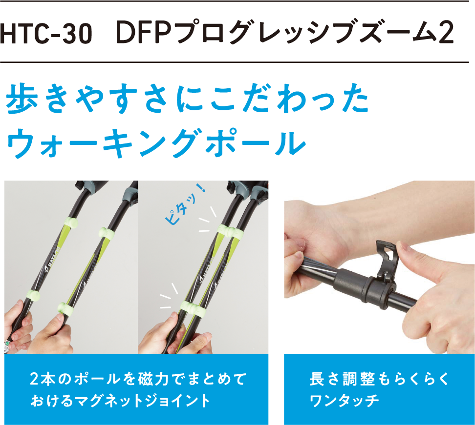 DFPプログレッシブズーム2　歩きやすさにこだわった ウォーキングポール
