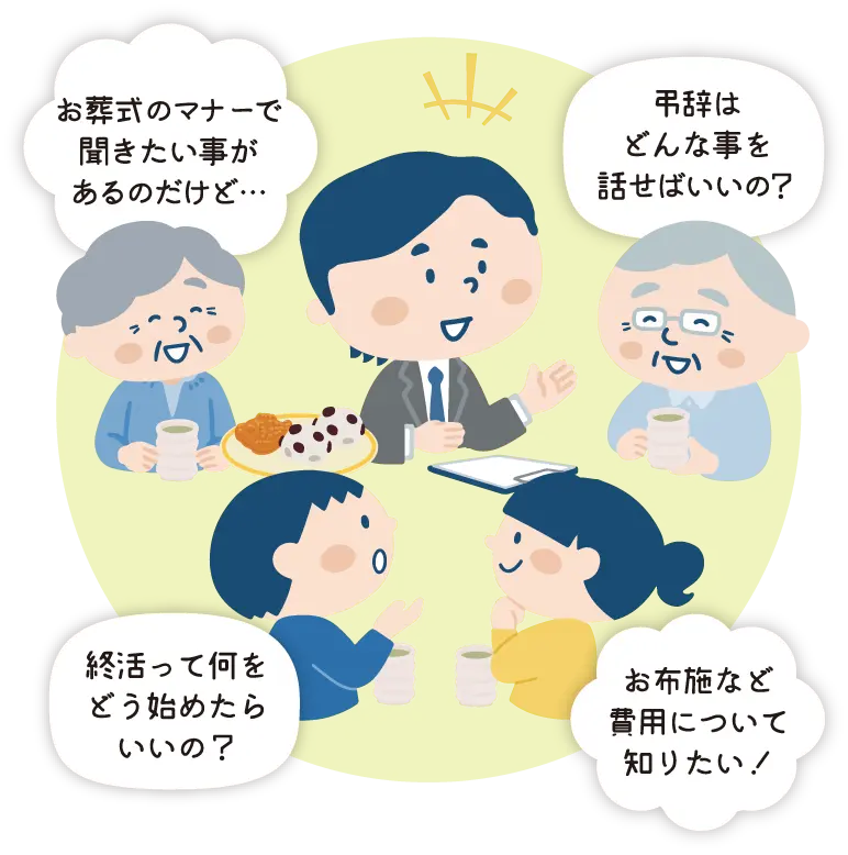 終活って何をどう始めたらいいの？お葬式のマナーで 聞きたい事があるのだけど…弔辞は どんな事を話せばいいの？お布施など 費用について 知りたい！